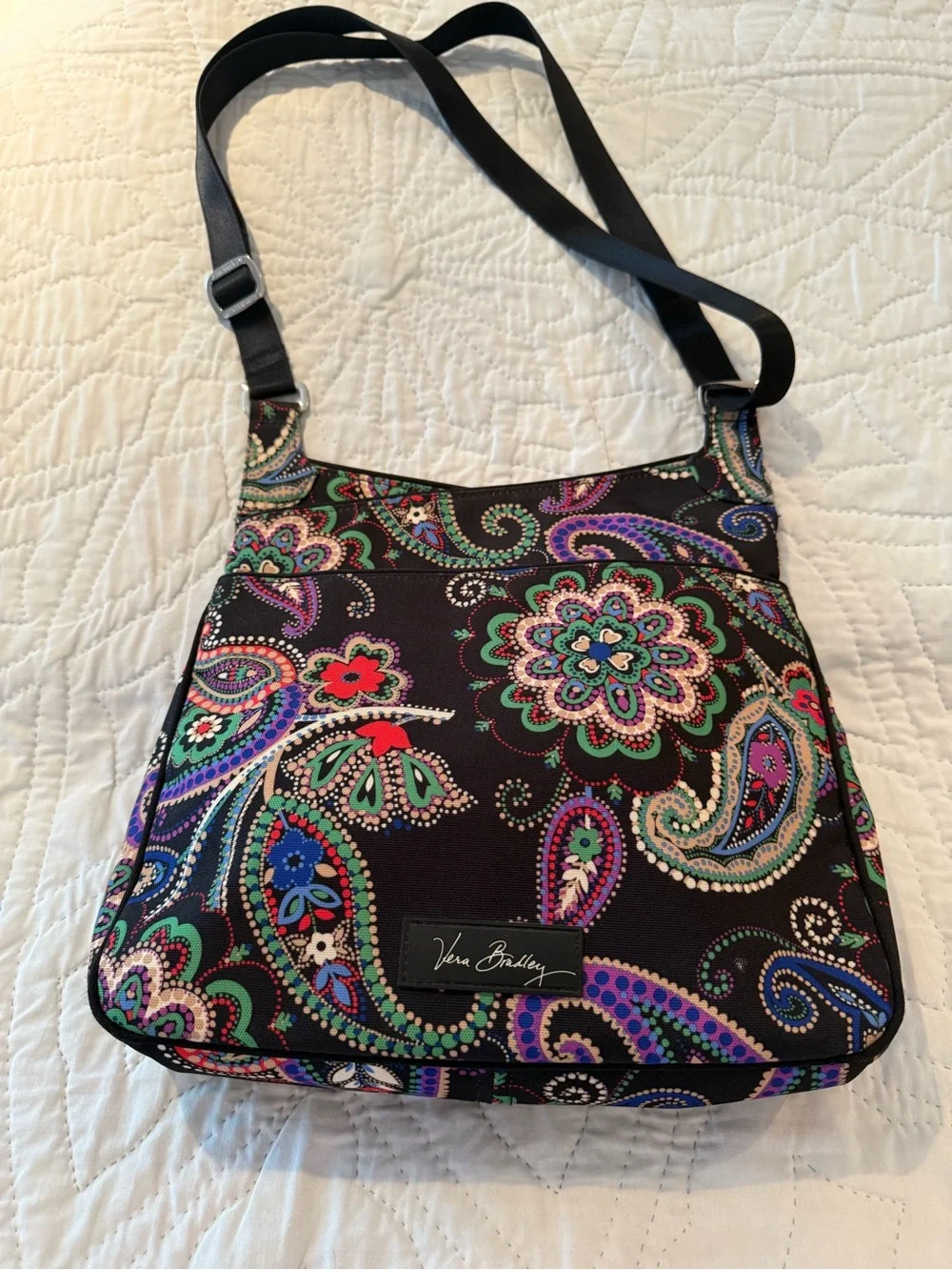 Vera Bradley Black Crossbody with Multicolor Paisley Floral Design